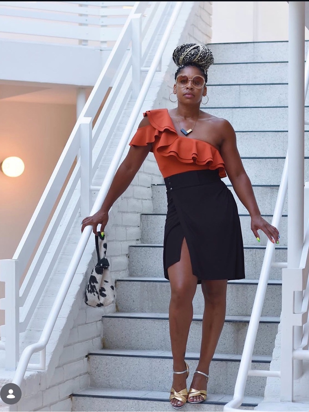Alaïa Paris Brown Midi Skirt with Button Waist Detail